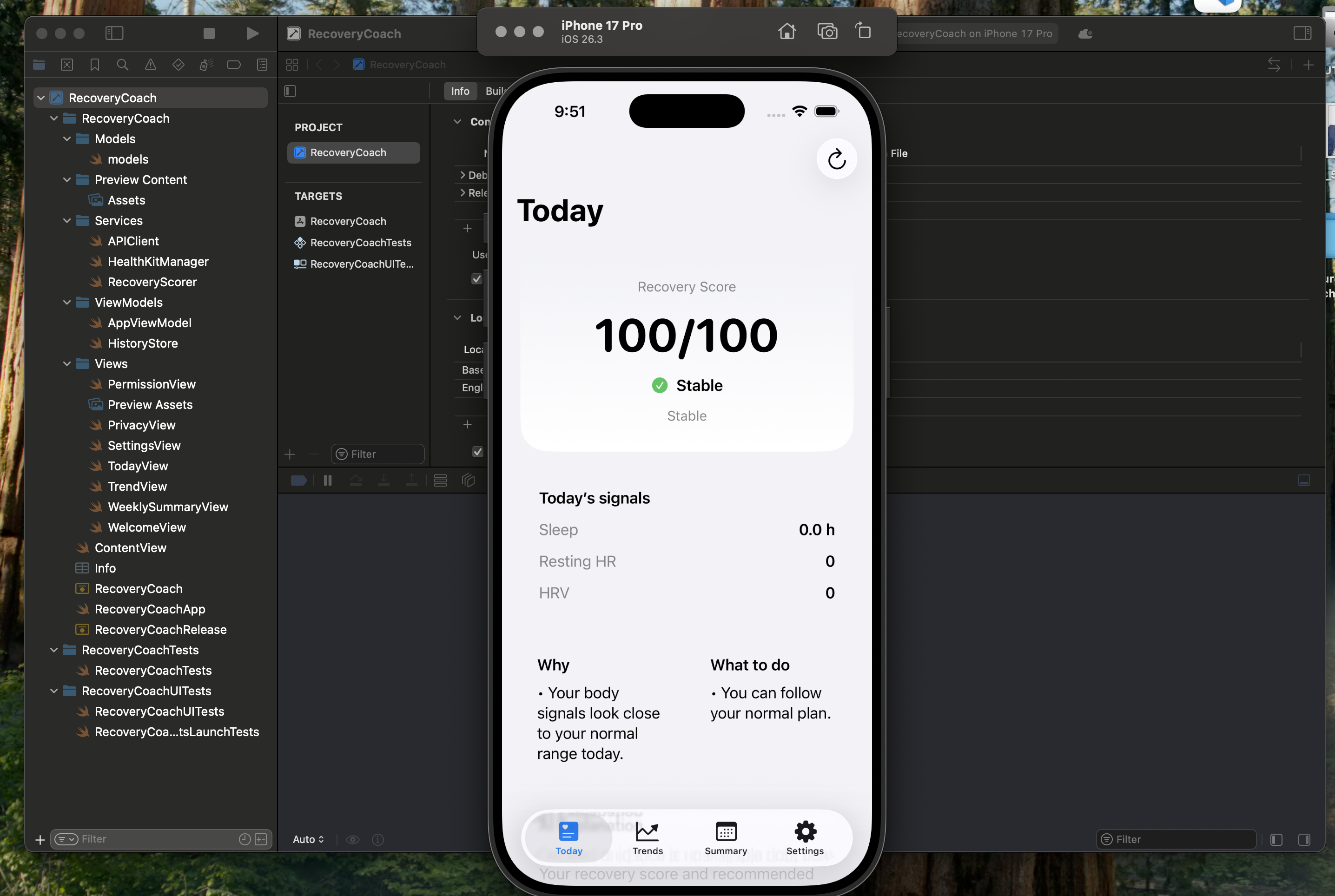 Recovery Coach iOS app screenshot